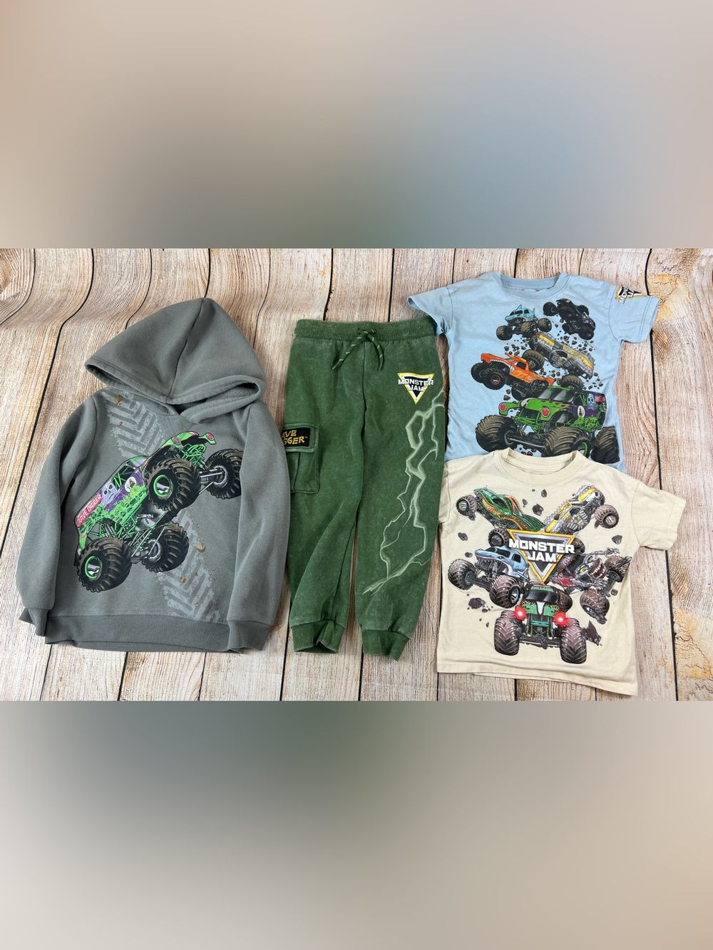 Monster Jam Trucks Grave Digger Toddler Kids 3T Hoodie Sweatpants T Shirt Lot
